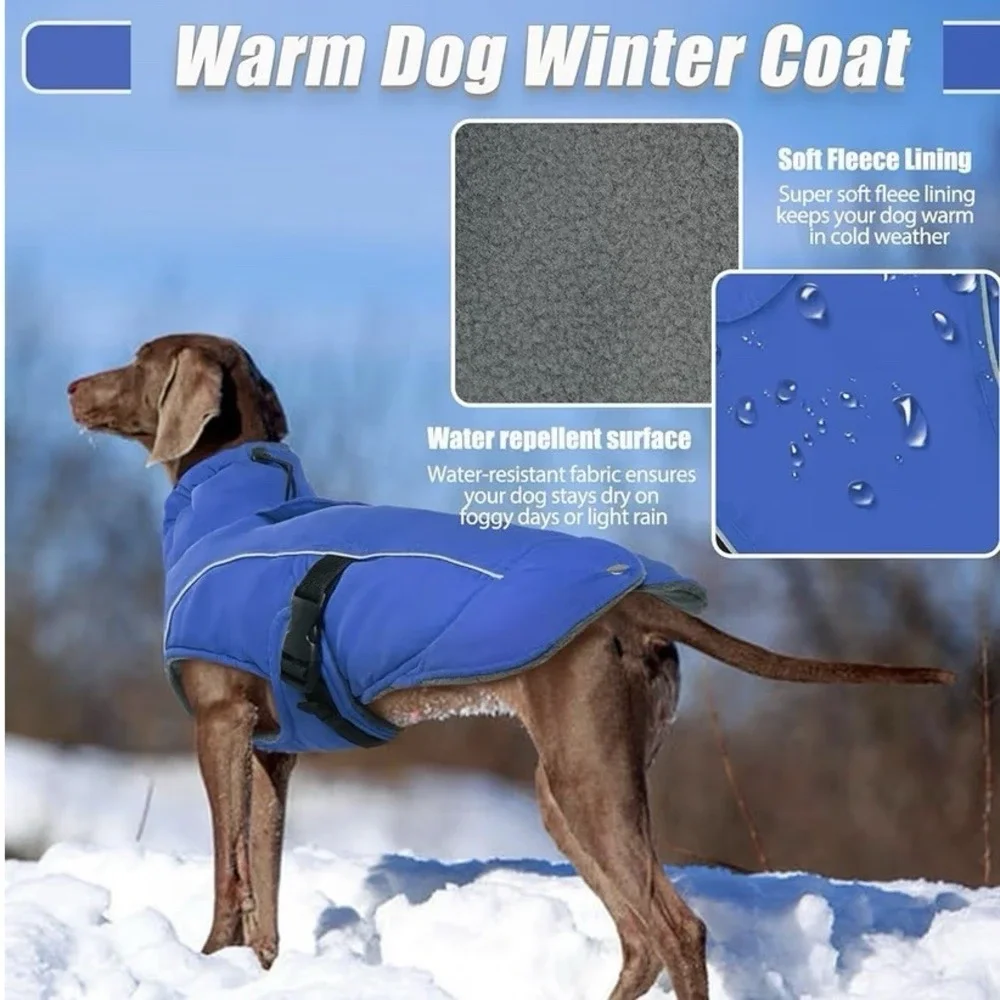 Winter Dog Coat - Thick Fleece Lined Reflective Winter Jacket, Size XL
